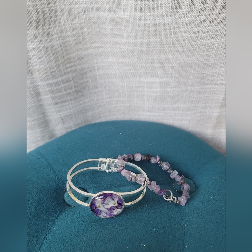 Amethyst Floral Bracelet Set Of 2